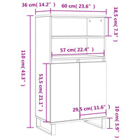 Thumbnail for Highboard Weiß 60x36x110 cm Holzwerkstoff