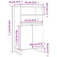 Thumbnail for Highboard Schwarz 60x36x110 cm Holzwerkstoff
