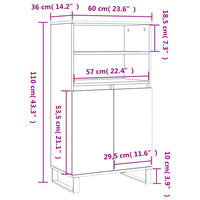 Thumbnail for Highboard Braun Eichen-Optik 60x36x110 cm Holzwerkstoff