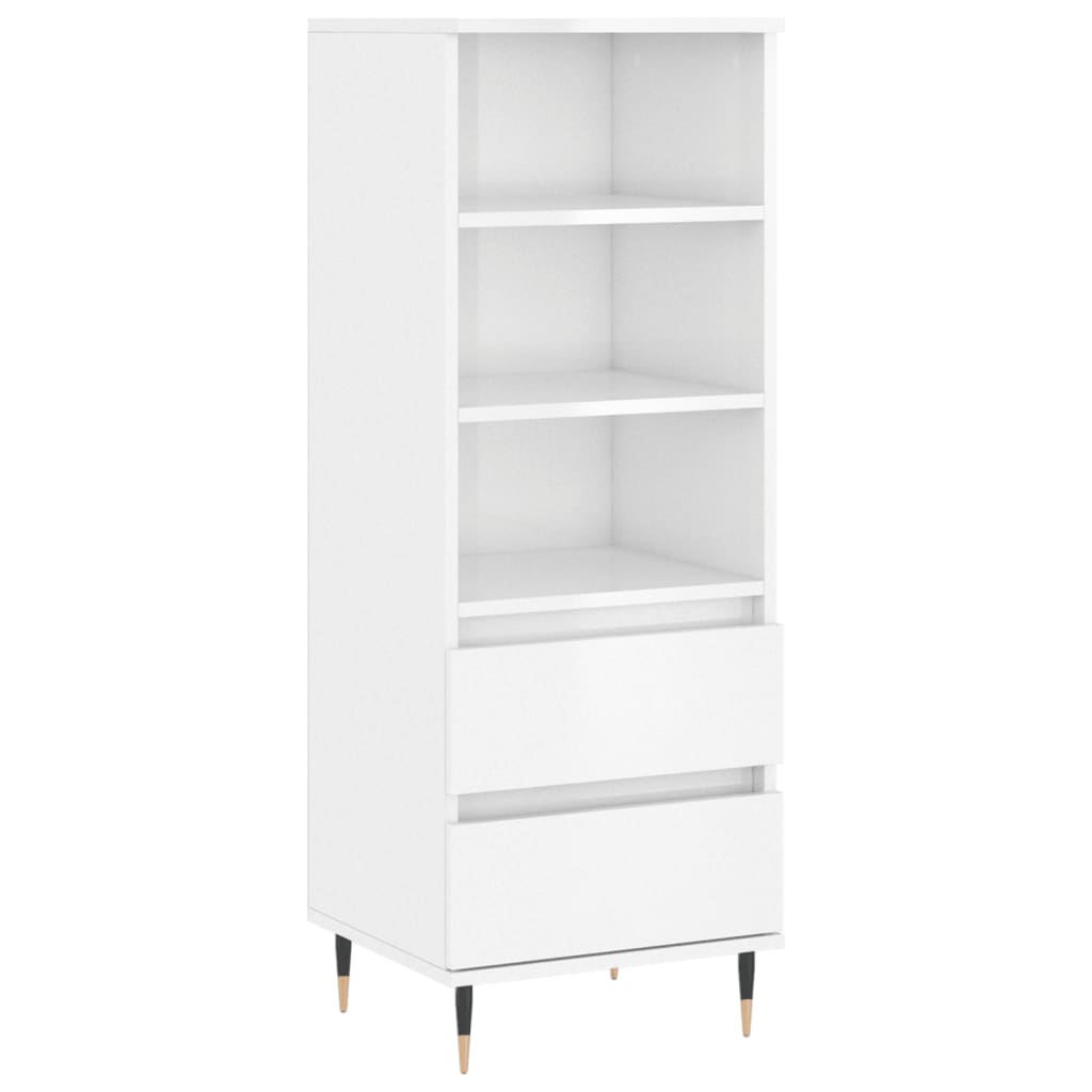 Highboard Hochglanz-Weiß 40x36x110 cm Holzwerkstoff