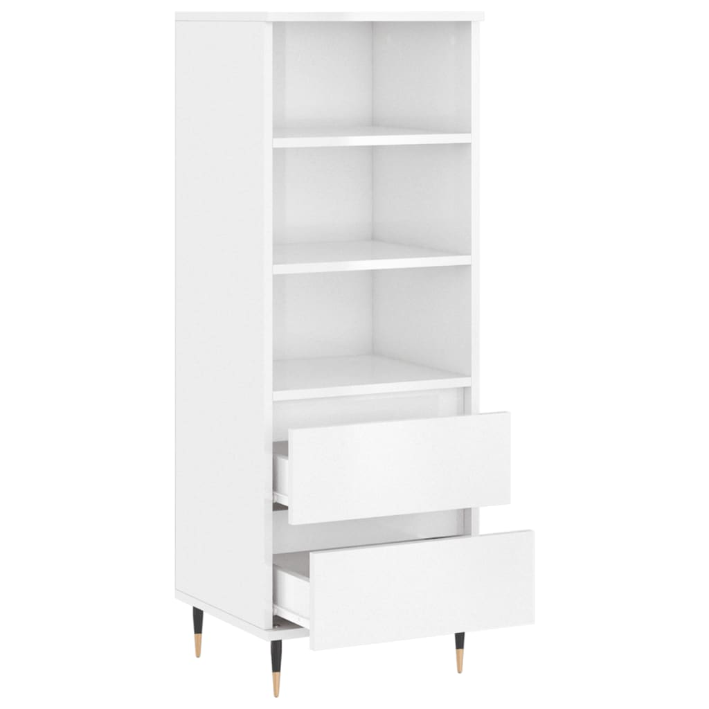 Highboard Hochglanz-Weiß 40x36x110 cm Holzwerkstoff
