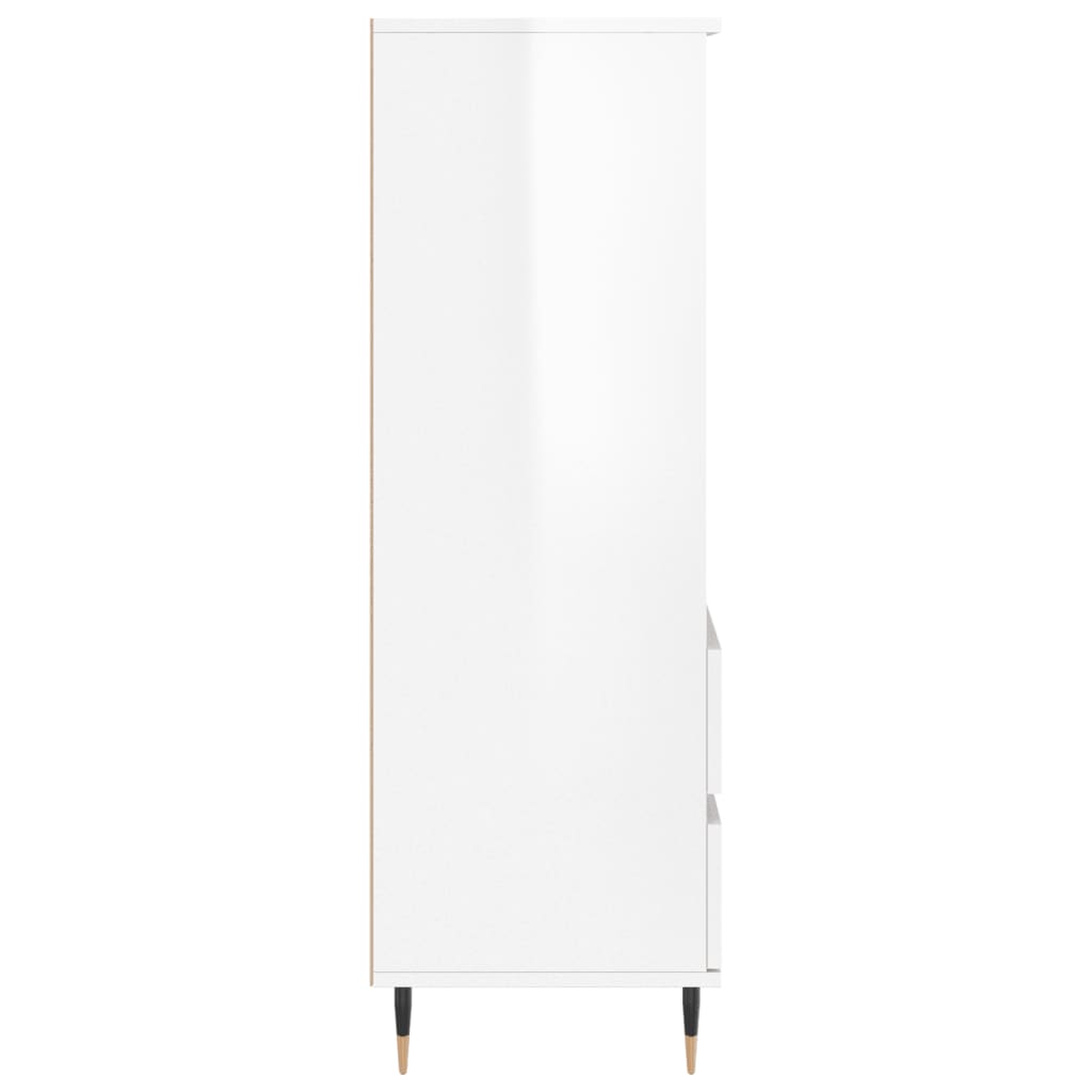 Highboard Hochglanz-Weiß 40x36x110 cm Holzwerkstoff