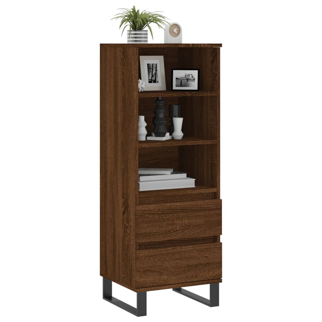 Highboard Braun Eichen-Optik 40x36x110 cm Holzwerkstoff