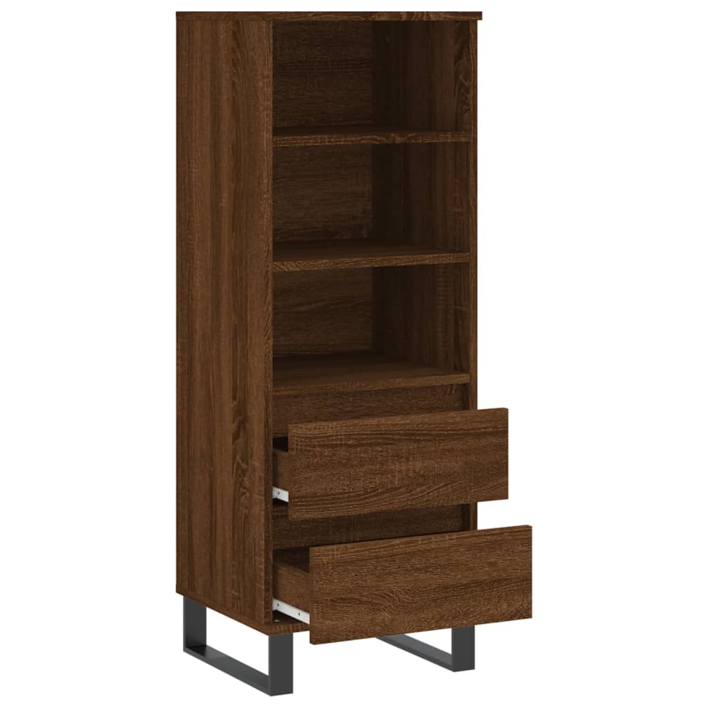 Highboard Braun Eichen-Optik 40x36x110 cm Holzwerkstoff