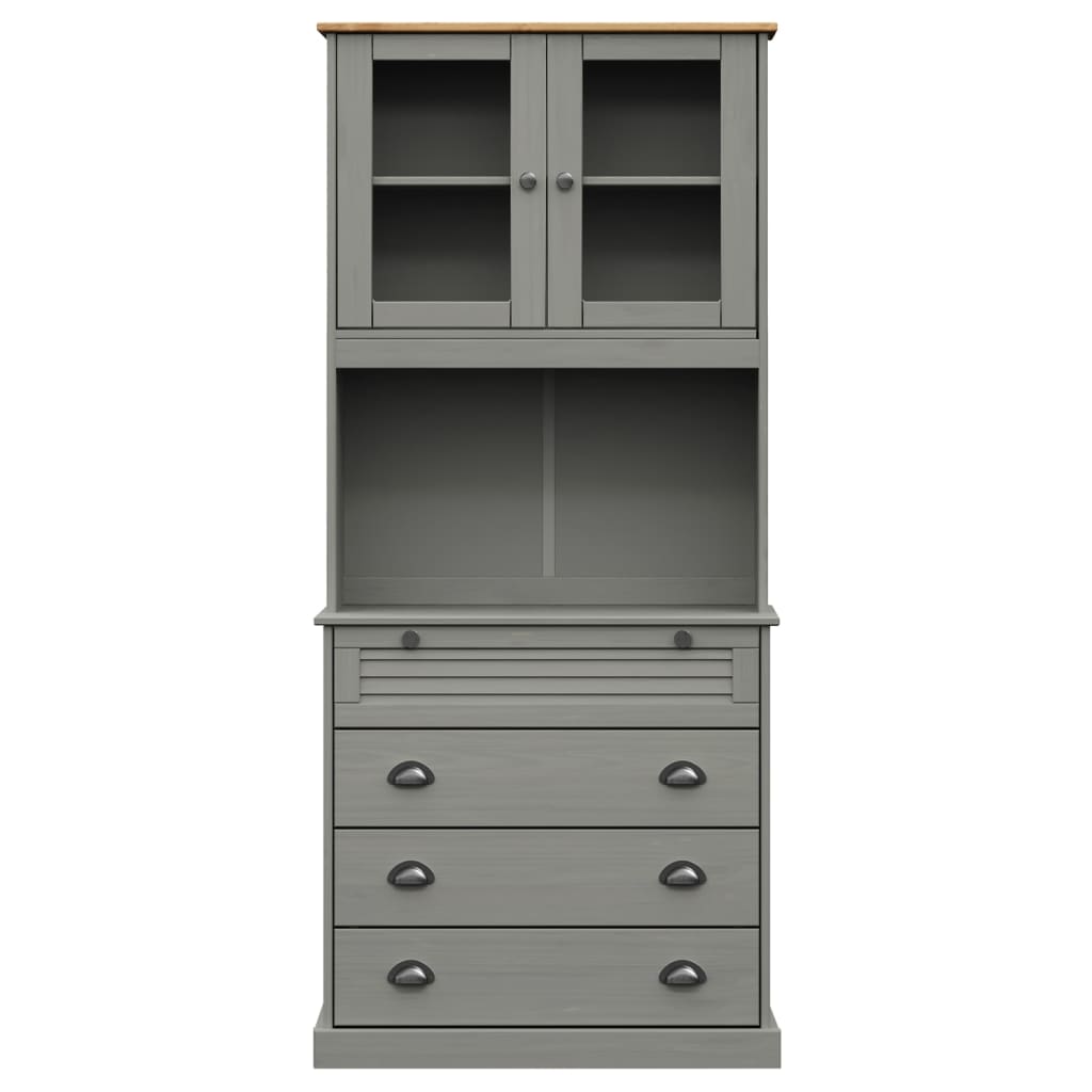 Highboard VIGO Grau 80x40x176 cm Massivholz Kiefer