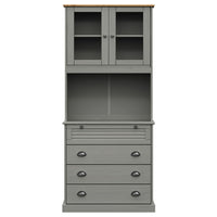 Thumbnail for Highboard VIGO Grau 80x40x176 cm Massivholz Kiefer