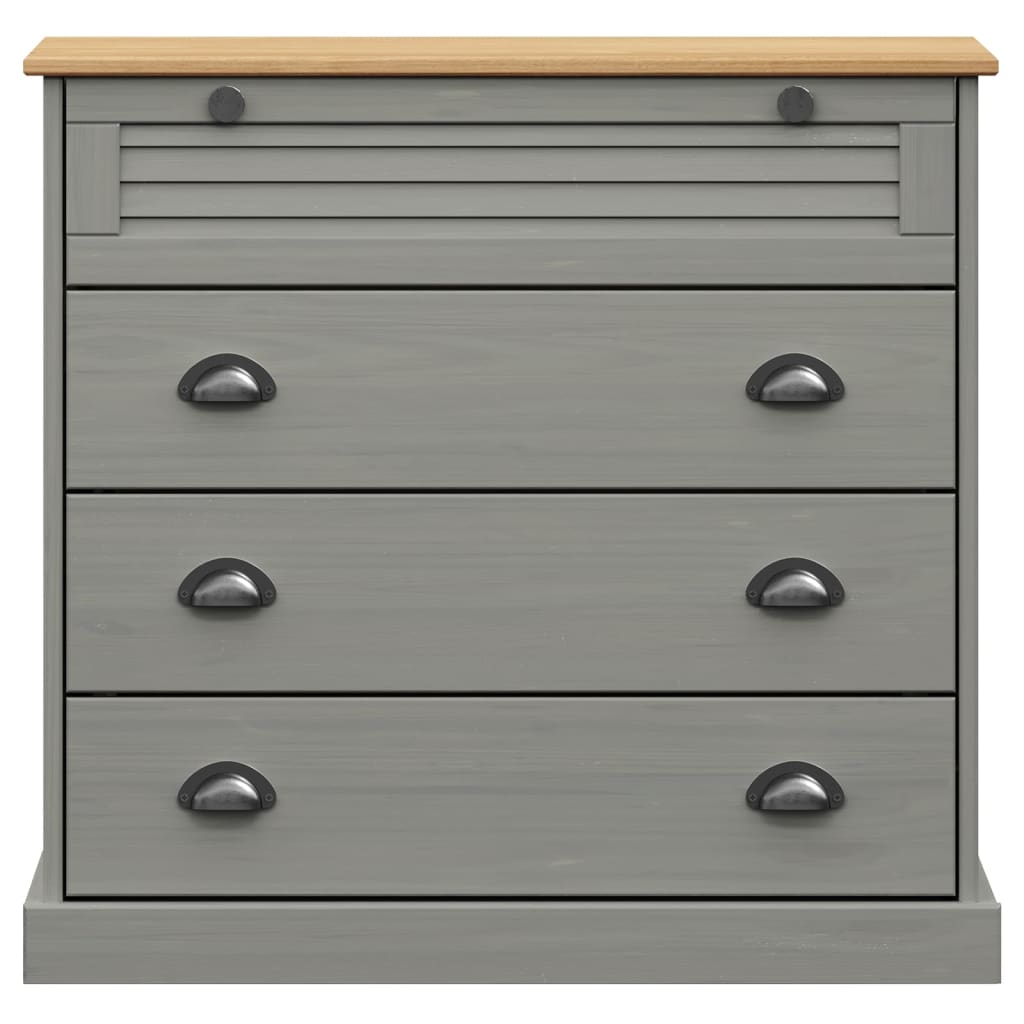 Highboard VIGO Grau 80x40x176 cm Massivholz Kiefer