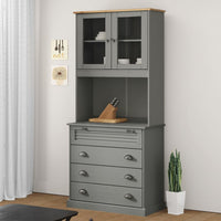 Thumbnail for Highboard VIGO Grau 80x40x176 cm Massivholz Kiefer