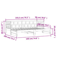Thumbnail for Tagesbett Ausziehbar 90x190 cm Massivholz Kiefer