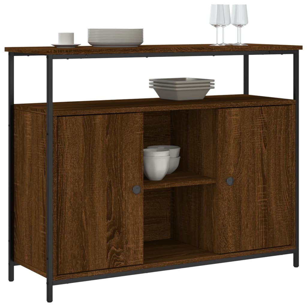 Sideboard Braun Eichen-Optik 100x35x80 cm Holzwerkstoff