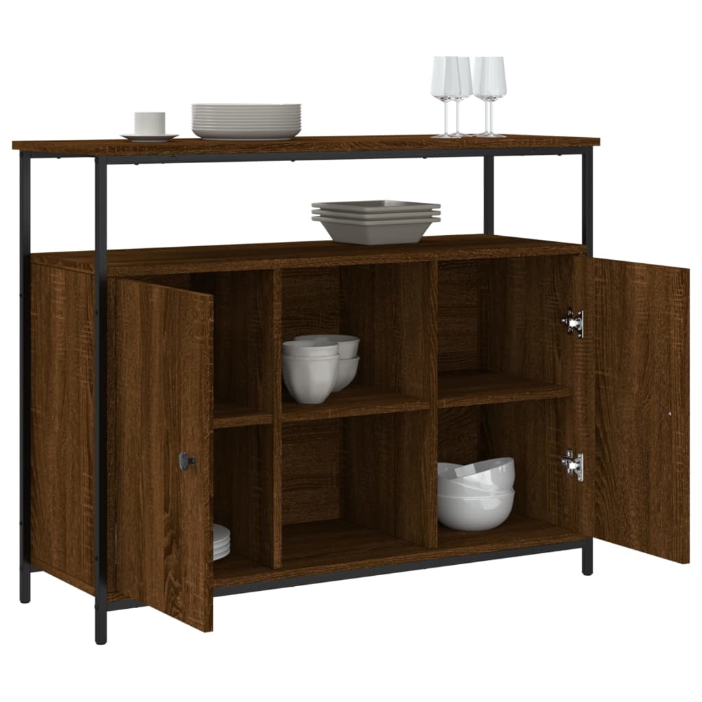 Sideboard Braun Eichen-Optik 100x35x80 cm Holzwerkstoff