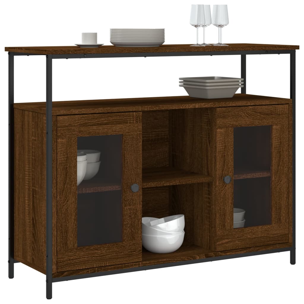 Sideboard Braun Eichen-Optik 100x35x80 cm Holzwerkstoff