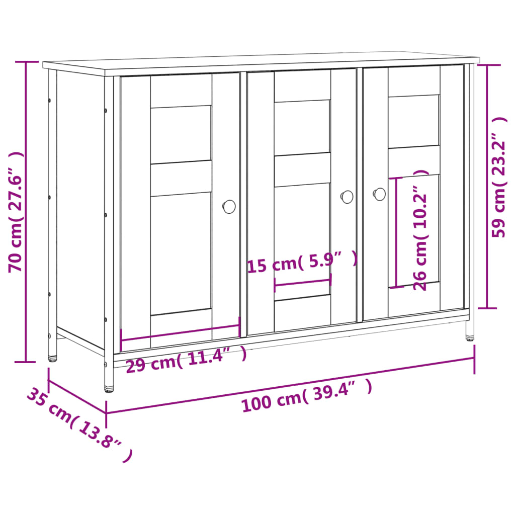 Sideboard Schwarz 100x35x70 cm Holzwerkstoff