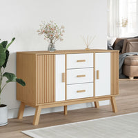 Thumbnail for Sideboard OLDEN Weiß und Braun 114x43x73,5 cm Massivholz Kiefer