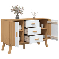 Thumbnail for Sideboard OLDEN Weiß und Braun 114x43x73,5 cm Massivholz Kiefer