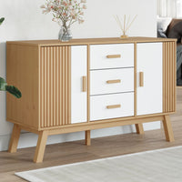 Thumbnail for Sideboard OLDEN Weiß und Braun 114x43x73,5 cm Massivholz Kiefer