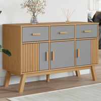 Thumbnail for Sideboard OLDEN Grau und Braun 114x43x73,5 cm Massivholz Kiefer