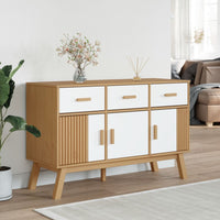 Thumbnail for Sideboard OLDEN Weiß und Braun 114x43x73,5 cm Massivholz Kiefer