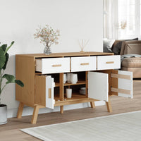 Thumbnail for Sideboard OLDEN Weiß und Braun 114x43x73,5 cm Massivholz Kiefer