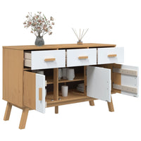 Thumbnail for Sideboard OLDEN Weiß und Braun 114x43x73,5 cm Massivholz Kiefer