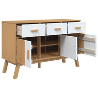 Thumbnail for Sideboard OLDEN Weiß und Braun 114x43x73,5 cm Massivholz Kiefer