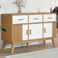 Thumbnail for Sideboard OLDEN Weiß und Braun 114x43x73,5 cm Massivholz Kiefer