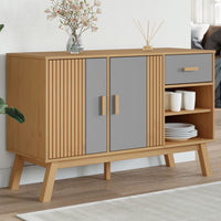 Thumbnail for Sideboard OLDEN Grau und Braun 114x43x73,5 cm Massivholz Kiefer