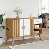Thumbnail for Sideboard OLDEN Weiß und Braun 114x43x73,5 cm Massivholz Kiefer