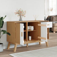 Thumbnail for Sideboard OLDEN Weiß und Braun 114x43x73,5 cm Massivholz Kiefer
