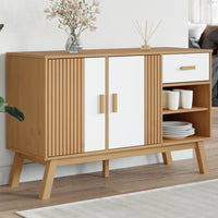 Thumbnail for Sideboard OLDEN Weiß und Braun 114x43x73,5 cm Massivholz Kiefer