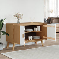 Thumbnail for Sideboard OLDEN Weiß und Braun 114x43x73,5 cm Massivholz Kiefer