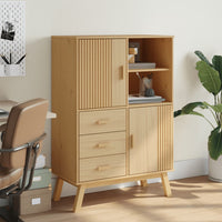 Thumbnail for Highboard OLDEN Braun 85x43x125 cm Massivholz Kiefer