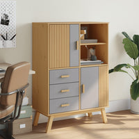 Thumbnail for Highboard OLDEN Grau und Braun 85x43x125 cm Massivholz Kiefer