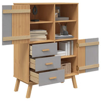 Thumbnail for Highboard OLDEN Grau und Braun 85x43x125 cm Massivholz Kiefer