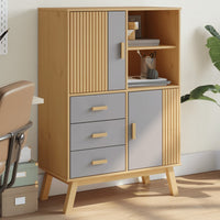 Thumbnail for Highboard OLDEN Grau und Braun 85x43x125 cm Massivholz Kiefer