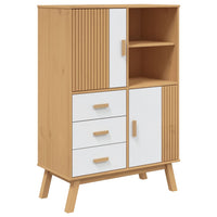 Thumbnail for Highboard OLDEN Weiß und Braun 85x43x125 cm Massivholz Kiefer