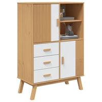 Thumbnail for Highboard OLDEN Weiß und Braun 85x43x125 cm Massivholz Kiefer