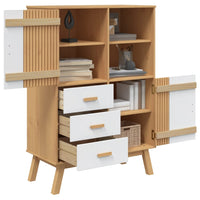 Thumbnail for Highboard OLDEN Weiß und Braun 85x43x125 cm Massivholz Kiefer