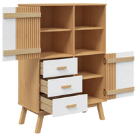 Thumbnail for Highboard OLDEN Weiß und Braun 85x43x125 cm Massivholz Kiefer
