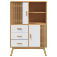 Thumbnail for Highboard OLDEN Weiß und Braun 85x43x125 cm Massivholz Kiefer