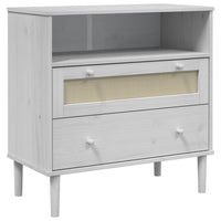 Thumbnail for Sideboard SENJA Rattan-Optik Weiß 80x40x80 cm Kiefernholz