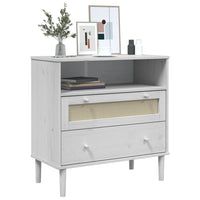 Thumbnail for Sideboard SENJA Rattan-Optik Weiß 80x40x80 cm Kiefernholz