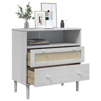Thumbnail for Sideboard SENJA Rattan-Optik Weiß 80x40x80 cm Kiefernholz