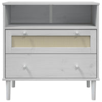 Thumbnail for Sideboard SENJA Rattan-Optik Weiß 80x40x80 cm Kiefernholz