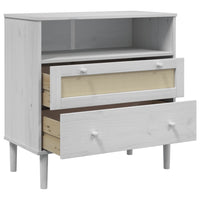 Thumbnail for Sideboard SENJA Rattan-Optik Weiß 80x40x80 cm Kiefernholz