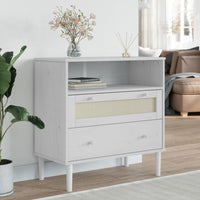 Thumbnail for Sideboard SENJA Rattan-Optik Weiß 80x40x80 cm Kiefernholz