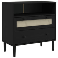 Thumbnail for Sideboard SENJA Rattan-Optik Schwarz 80x40x80 cm Kiefernholz