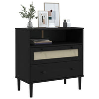 Thumbnail for Sideboard SENJA Rattan-Optik Schwarz 80x40x80 cm Kiefernholz