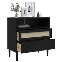 Thumbnail for Sideboard SENJA Rattan-Optik Schwarz 80x40x80 cm Kiefernholz