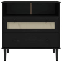 Thumbnail for Sideboard SENJA Rattan-Optik Schwarz 80x40x80 cm Kiefernholz